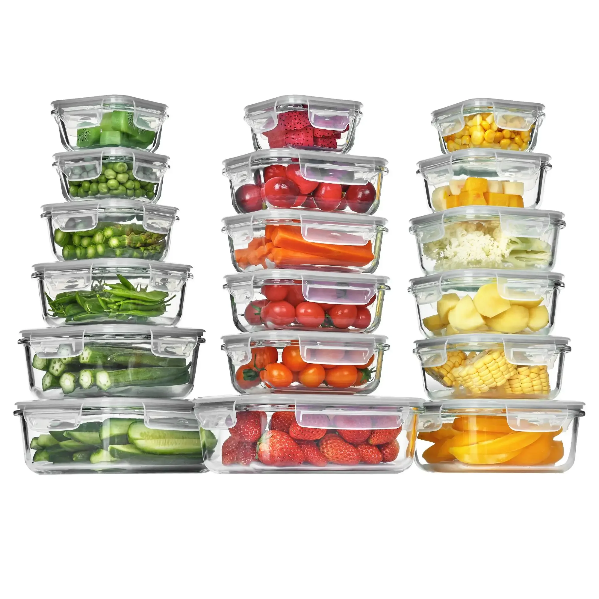 Meal Prep Oven Safe Containers - 18 Pack Glass Food Storage Containers