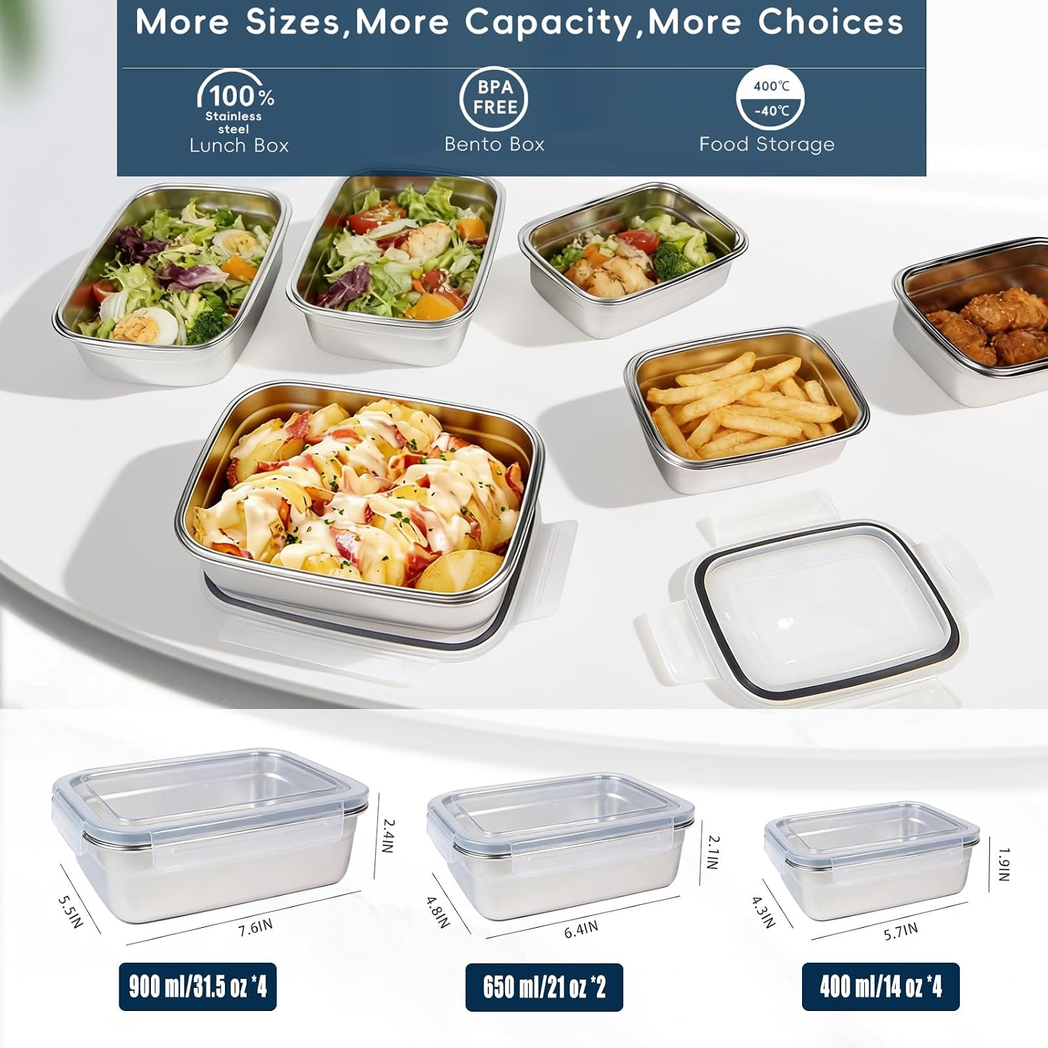 10PCS 304 Stainless Steel Food - огляд і ціна Meal Prep Oven Safe Containers