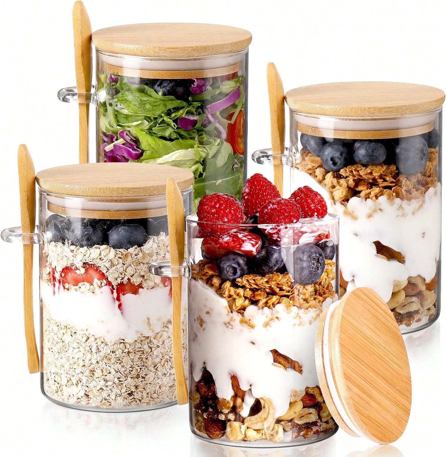 4 Pack Overnight Oats Jars Mod - огляд і ціна Meal Prep Yogurt Parfait