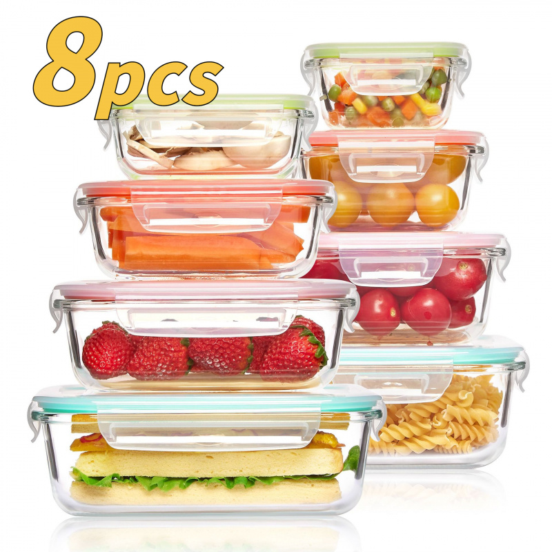 8Pcs Sealed Glass Food Storage - огляд і ціна Meal Prep Oven Safe Containers